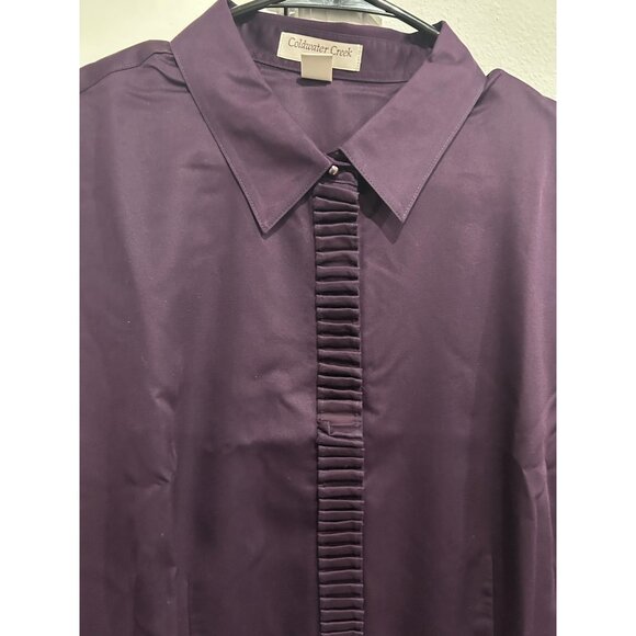 Coldwater Creek Womens Purple Button Up Shirt With Pleated Front Detail Sz 1X - Picture 4 of 11
